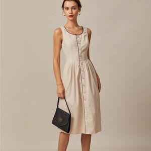 NWT The Khaki Round Neck A-Line Midi Dress